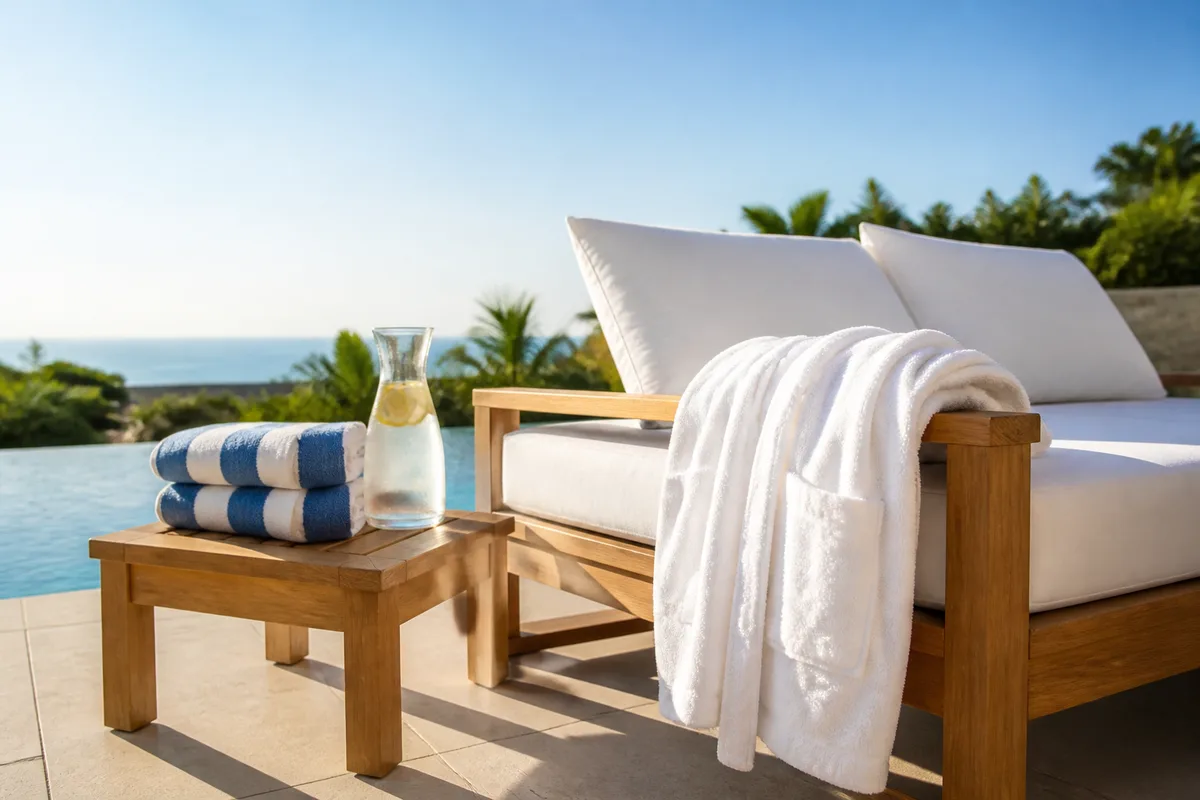 Resort terrace with premium Loom and Line textiles